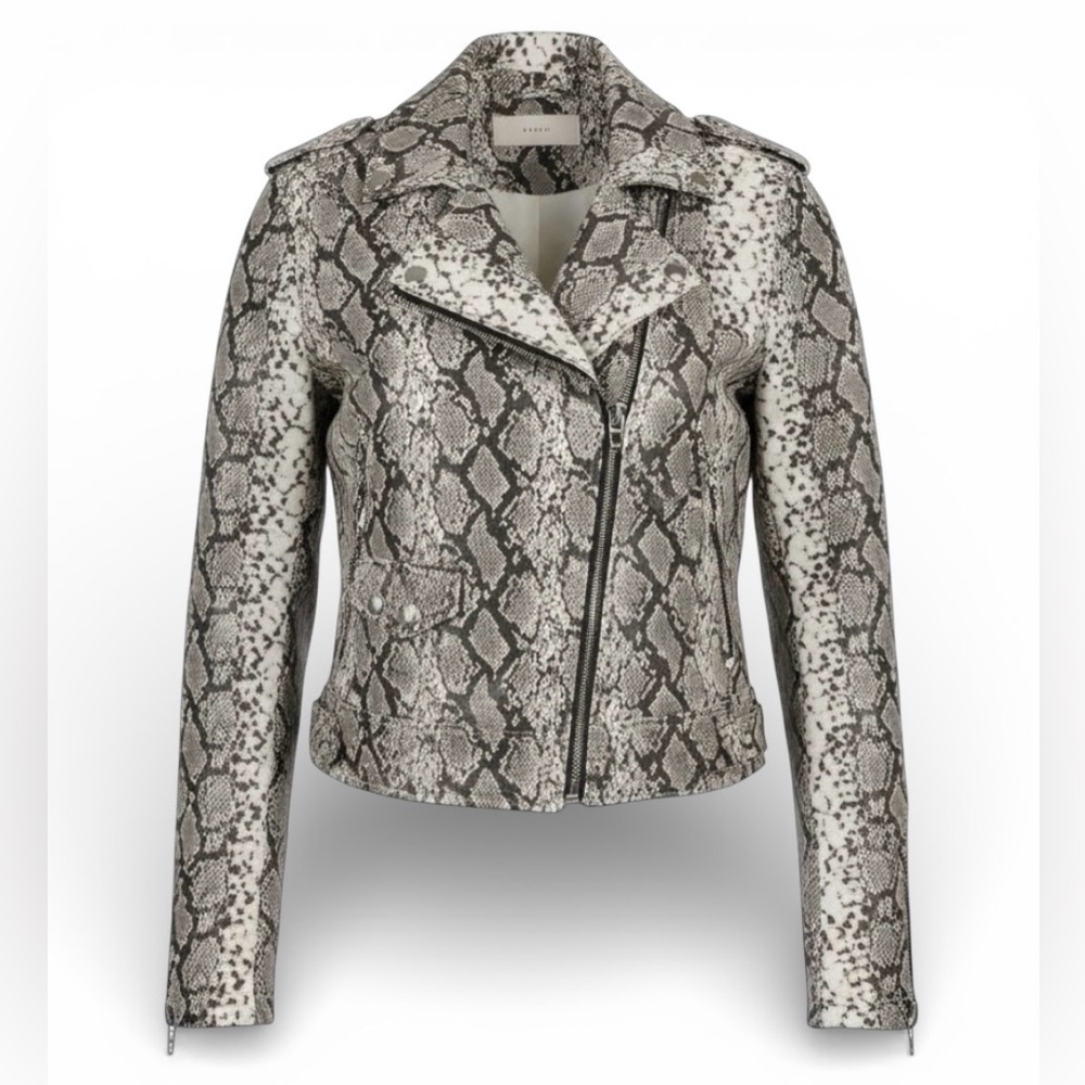 Blank NYC Snakeskin Print Faux-Leather Moto Jacket